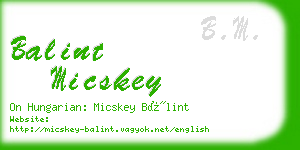 balint micskey business card